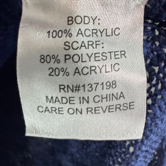 Oh MG Open Knit Sweater Womens L Blue Crew Neck Pullover Long Sleeve Side Slit - Picture 14 of 16